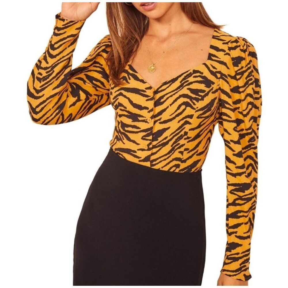 Reformation Notta Tiger Print Blouse
